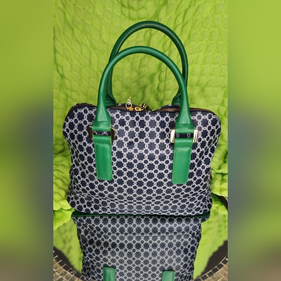 Ivanka Trump Green And Blue Satchel - Picture 2 of 13